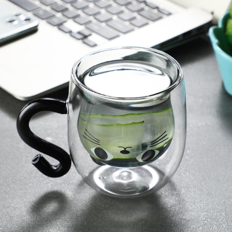 楽天市場】260ml ダブルウォールグラス 猫 ネコ 耐熱 かわいい カフェ