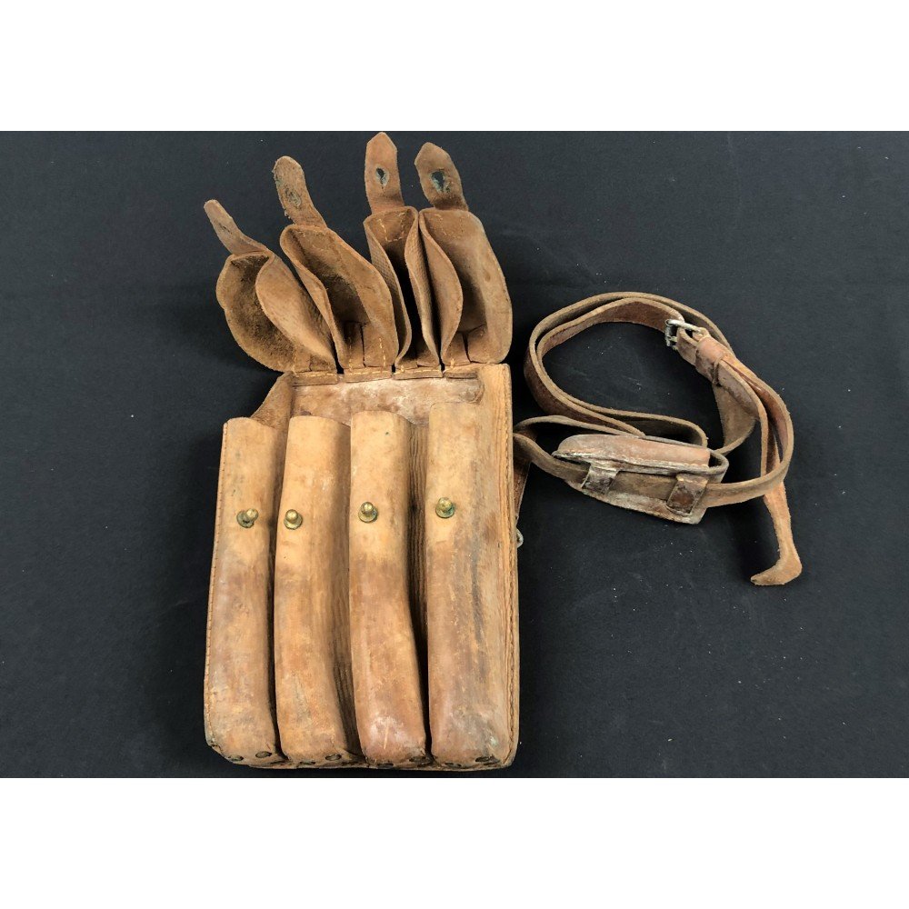 Yugoslavian Surplus M56 SMG 4-Cell Leather Magazine Pouch
