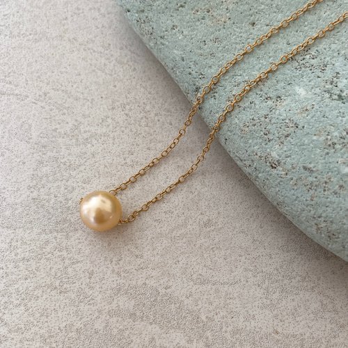 シャンパンゴールド南洋白蝶真珠♡シルバー925スルーネックレス【PSC