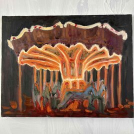 原画・18㎝角「夏雲と田んぼ道 1」油彩・アートパネル・S0 | iichi