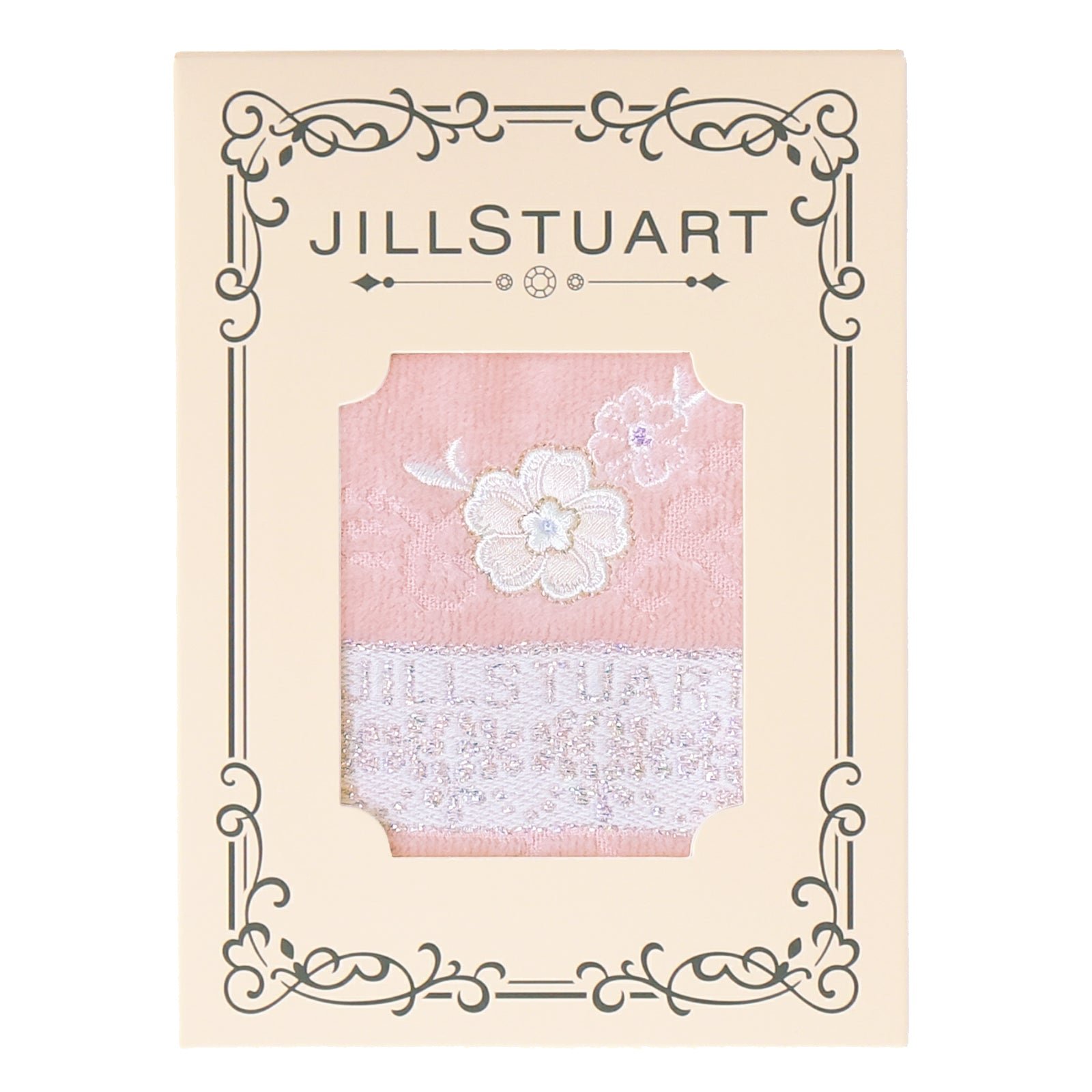 タオルハンカチ パッケージ入り フラワー刺繍 #092b ブルー
