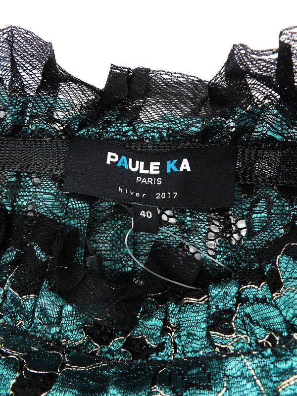 PAULE KA】ポールカ『プリーツ レース ノースリーブワンピース size40