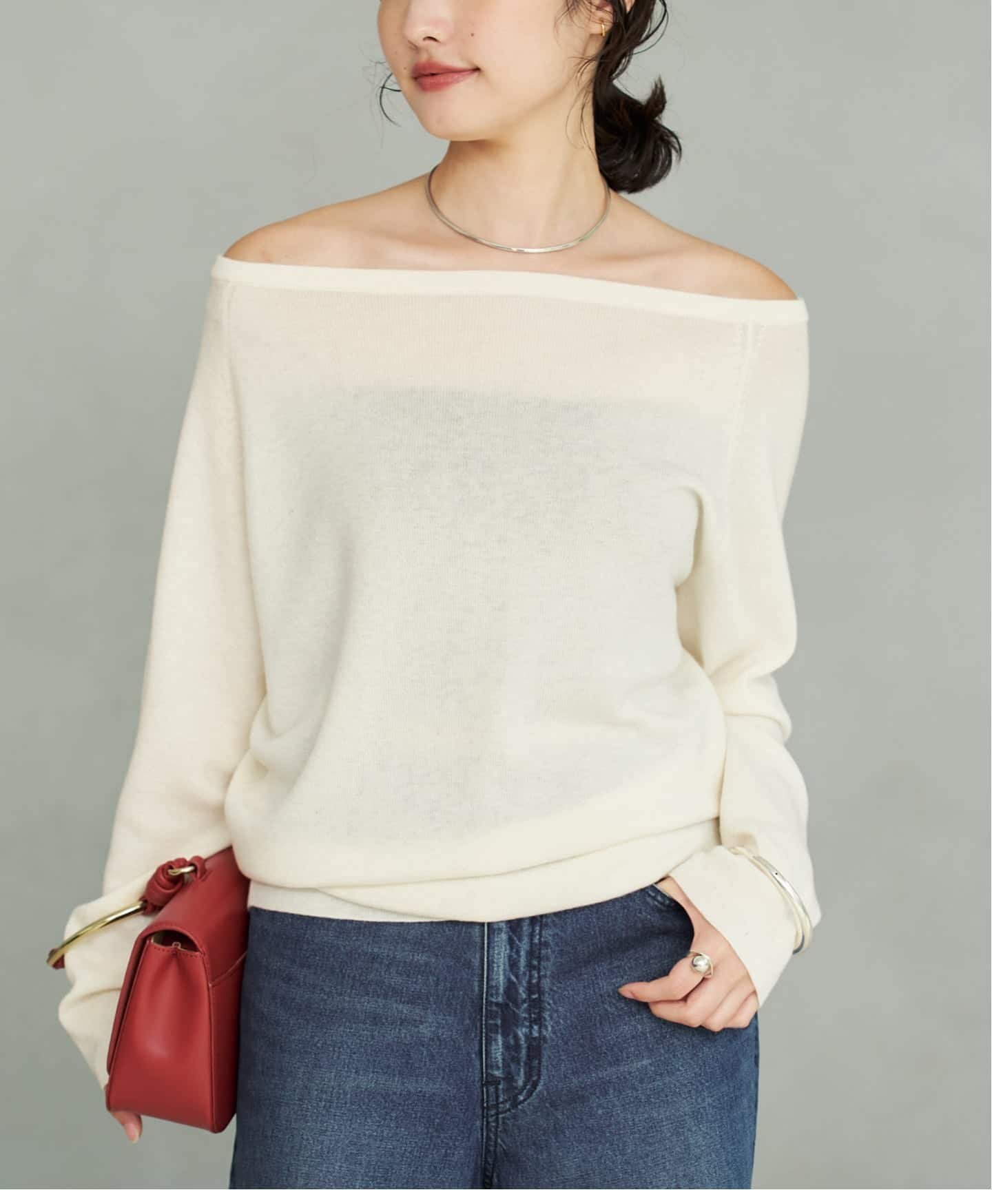追加》Off shoulder slit ニット 3（ニット／セーター）｜Plage