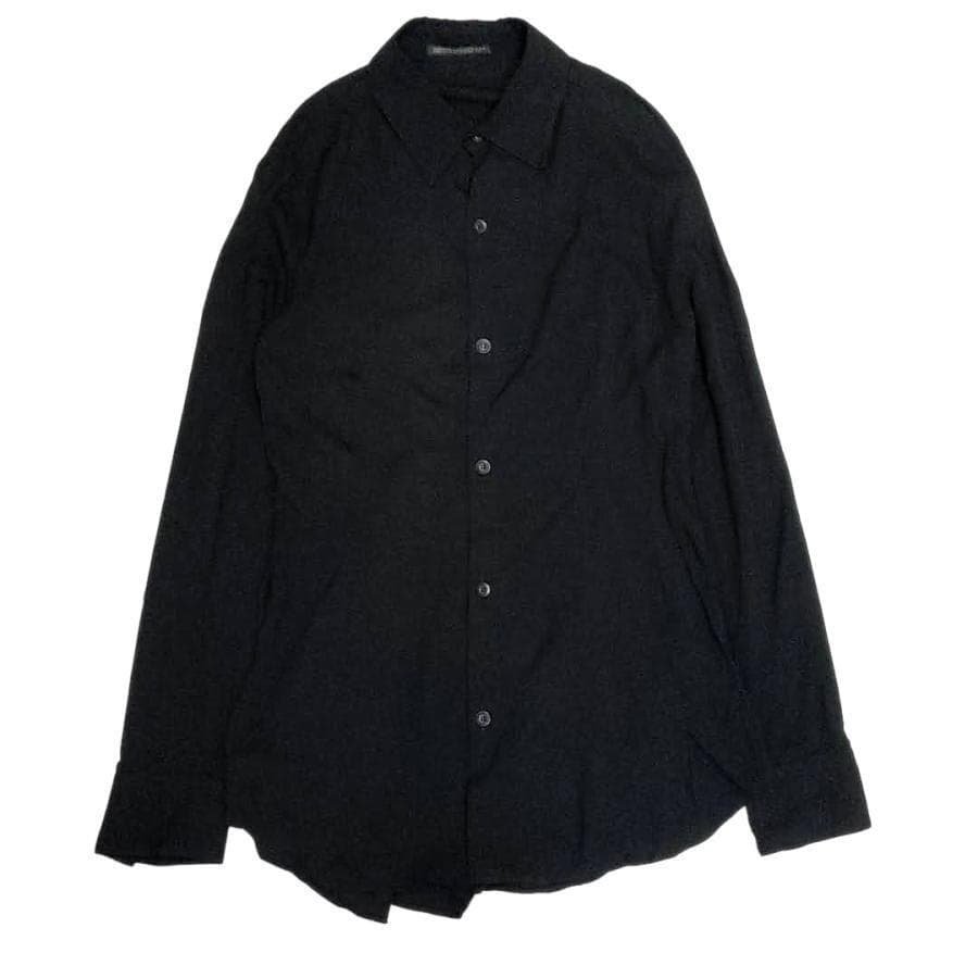 美品 ヨウジヤマモト 長袖 レーヨンシャツ ロング丈 1 10-24113003 ヨウジヤマモト 女性柄ロングブラウス | HUES 福岡セレクトショップ