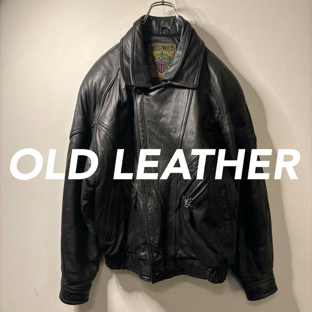 80's 90's vintage オーバーサイズ ブルゾン レザー 本革 L / 80s 90s UNKNOWN 羊革 ビンテージ レザー ハーフコート レザー