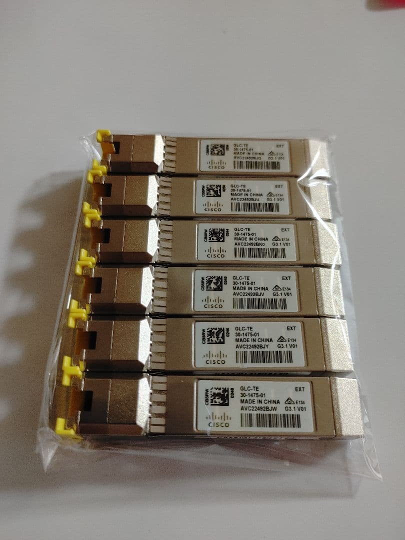 【純正】Cisco GLC-TE 6個セット SFPモジュール（中古） 中古】Cisco GLC-TE（30-1475-01）1000BASE-T SFPモジュール